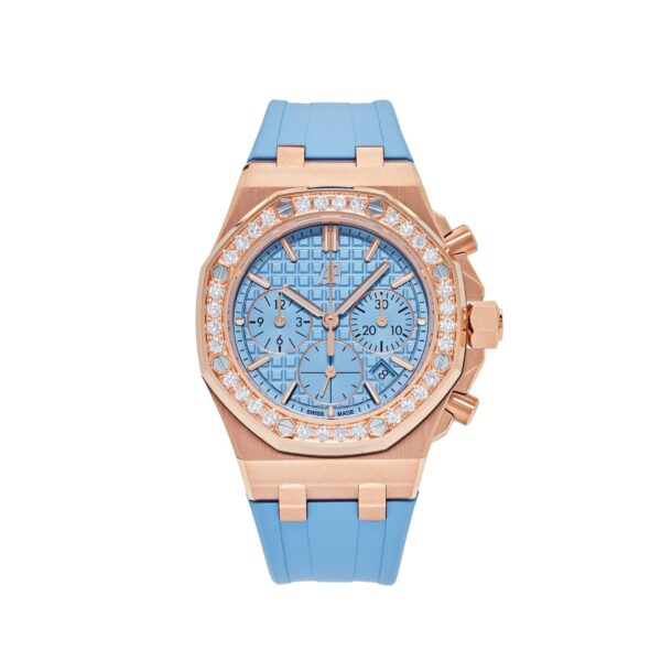 Audemars Piguet Royal Oak Offshore Chronograph Rose Gold Blue Dial Diamond Bezel -