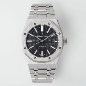 Royal Oak 15410 Frosted SS/SS Black Textured Dial APSF SA3120 Super Clone -