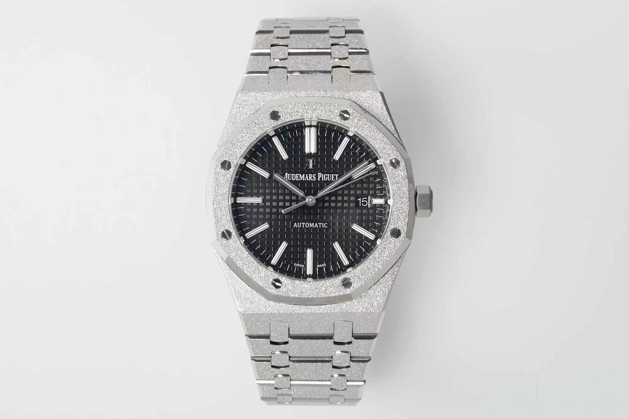 Royal Oak 15410 Frosted SS/SS Black Textured Dial APSF SA3120 Super Clone - Royal Oak 15410 Frosted SS/SS Black Textured Dial APSF SA3120 Super Clone -