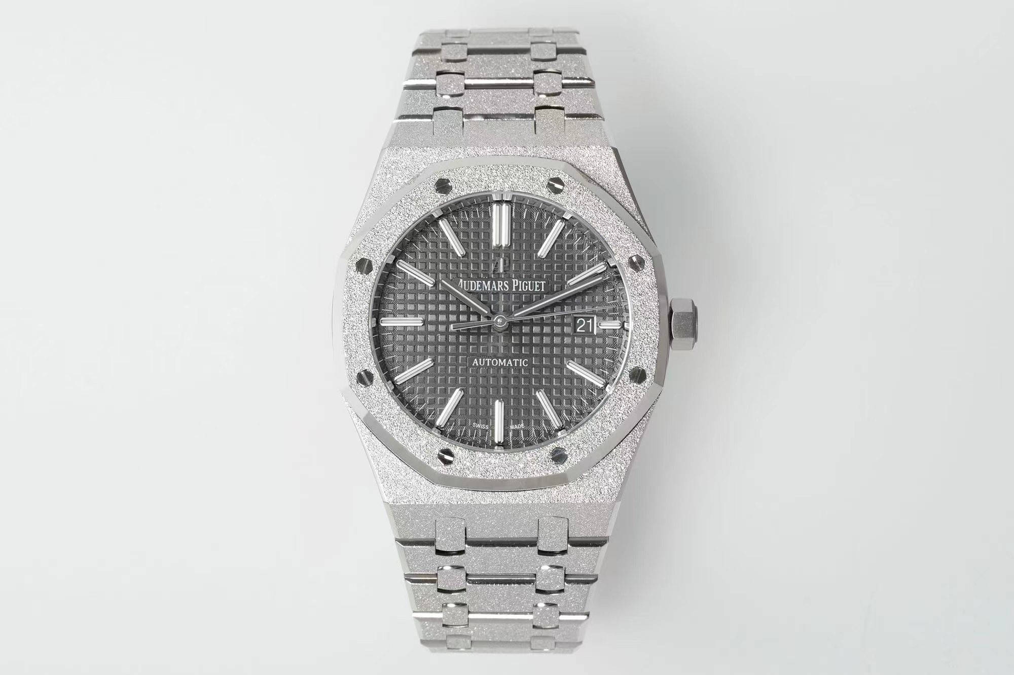 Royal Oak 15410 Frosted SS/SS Grey Textured Dial APSF SA3120 Super Clone - Royal Oak 15410 Frosted SS/SS Grey Textured Dial APSF SA3120 Super Clone -
