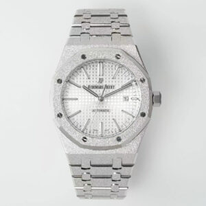 Royal Oak 15410 Frosted SS/SS White Textured Dial APSF SA3120 Super Clone -