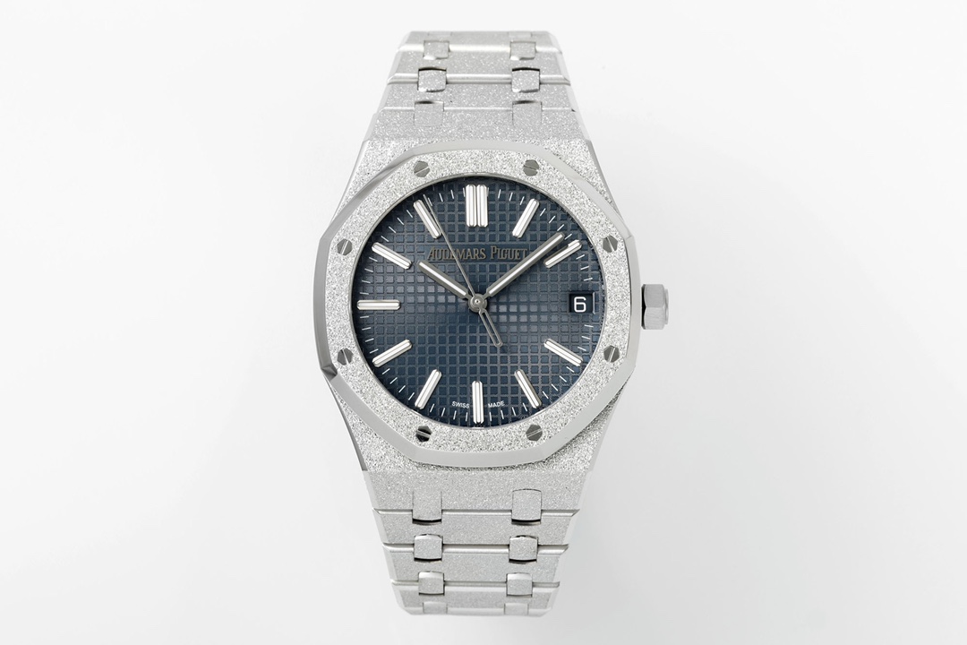Royal Oak 15510 41mm Frosted SS/SS Blue Textured Dial APSF A4302 Super Clone - Royal Oak 15510 41mm Frosted SS/SS Blue Textured Dial APSF A4302 Super Clone -
