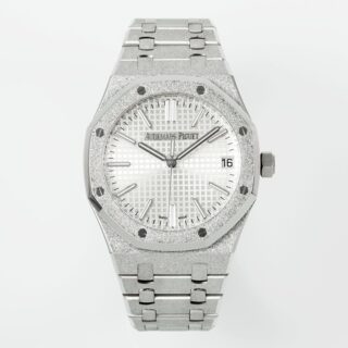Royal Oak 15510 41mm Frosted SS/SS White Textured Dial APSF A4302 Super Clone -