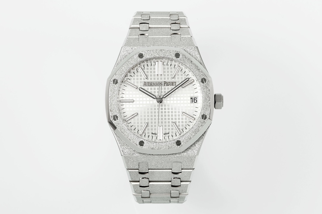 Royal Oak 15510 41mm Frosted SS/SS White Textured Dial APSF A4302 Super Clone - Royal Oak 15510 41mm Frosted SS/SS White Textured Dial APSF A4302 Super Clone -