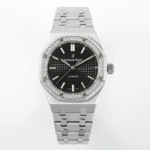 Royal Oak 37mm 15451 SS APSF 1:1 Best Edition Black Textured Dial on SS Bracelet SA3120 Super Clone -