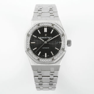 Royal Oak 37mm 15451 SS APSF 1:1 Best Edition Black Textured Dial on SS Bracelet SA3120 Super Clone -