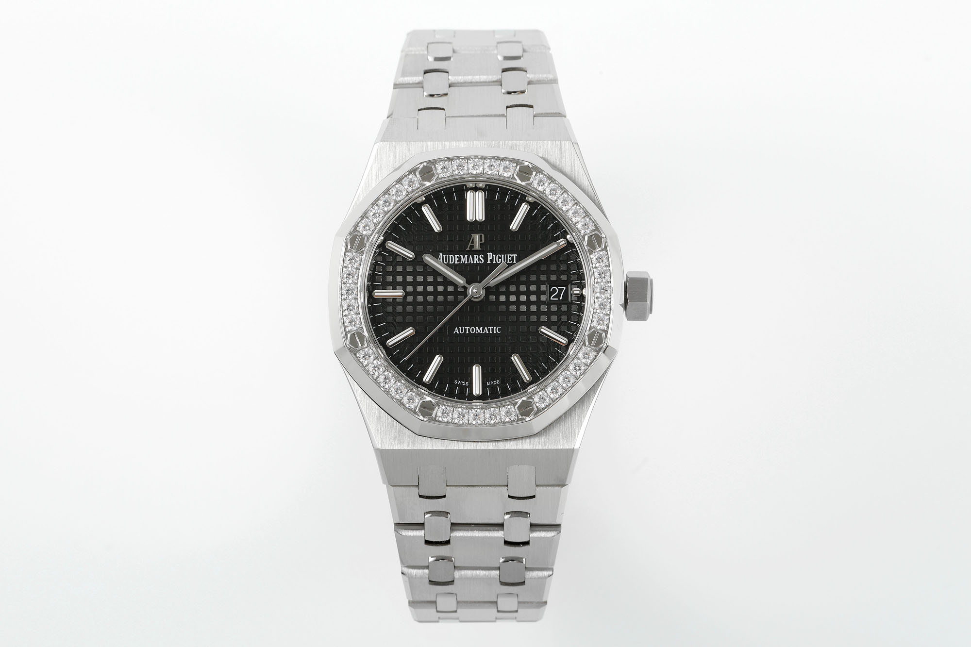 Royal Oak 37mm 15451 SS APSF 1:1 Best Edition Black Textured Dial on SS Bracelet SA3120 Super Clone - Royal Oak 37mm 15451 SS APSF 1:1 Best Edition Black Textured Dial on SS Bracelet SA3120 Super Clone -