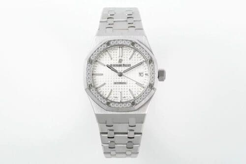 Royal Oak 37mm 15451 SS APSF 1:1 Best Edition White Textured Dial on SS Bracelet SA3120 Super Clone - Royal Oak 37mm 15451 SS APSF 1:1 Best Edition White Textured Dial on SS Bracelet SA3120 Super Clone -