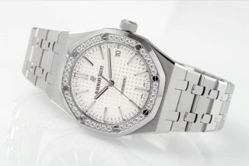 Royal Oak 37mm 15451 SS APSF 1:1 Best Edition White Textured Dial on SS Bracelet SA3120 Super Clone - Royal Oak 37mm 15451 SS APSF 1:1 Best Edition White Textured Dial on SS Bracelet SA3120 Super Clone -