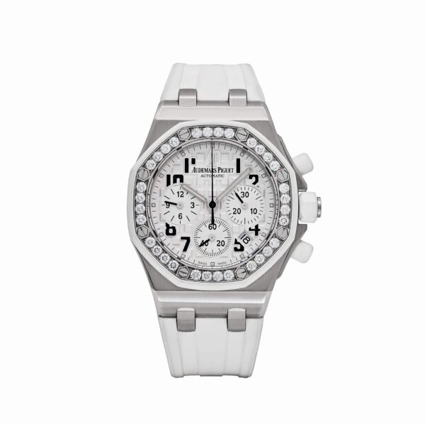 Royal Oak Offshore Stainless Steel White Dial Diamond Bezel -